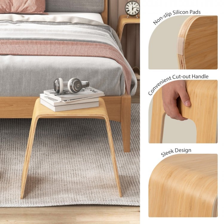 4-Pack Stackable Bamboo Stool with Anti-skid Foot Pads