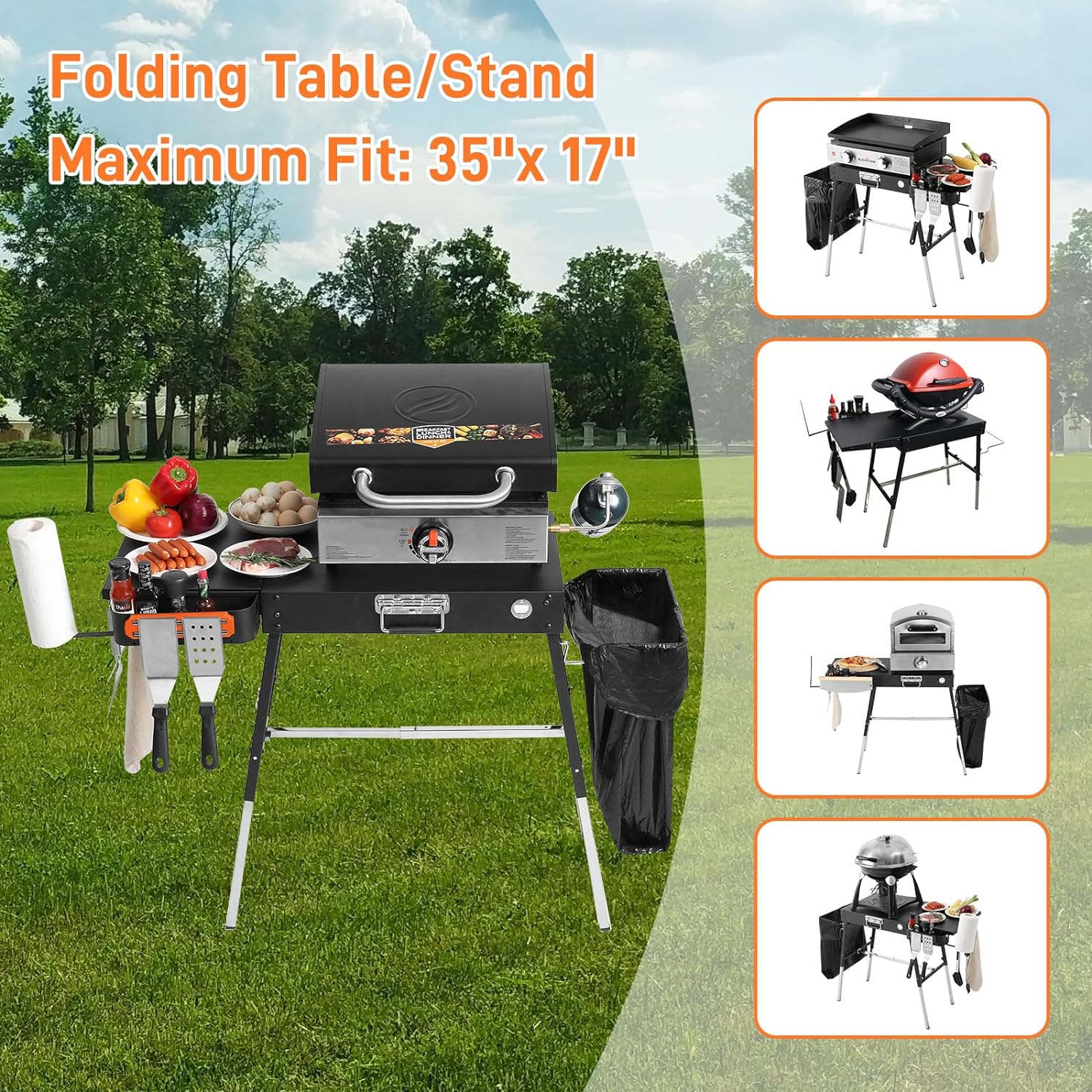 GANGSHELO Portable Folding Grill Stand for 17/22 Blackstone Griddles – Durable Outdoor BBQ Table