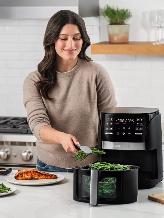 Gourmia 6-Qt Digital Window Air Fryer with 12 Presets & Guided Cooking Black