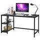 47/55 Inch Computer Desk Office Study Table Workstation Home with Adjustable Shelf Black