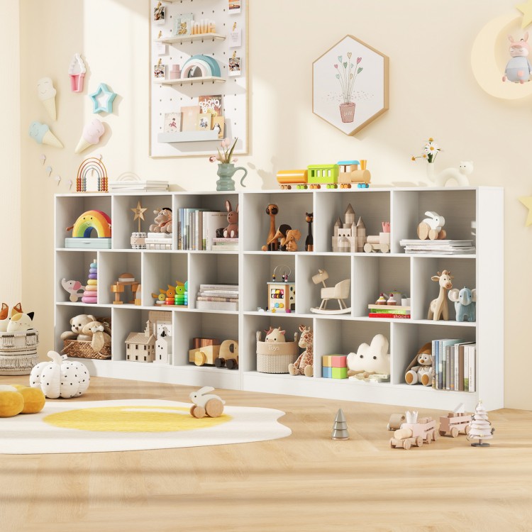 41 inches Wooden Toy Storage Organizer with 10 Cubes for Classroom Daycare Nursery Kindergarten