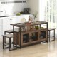 4 Piece Kitchen Island Set with Bench and Storage