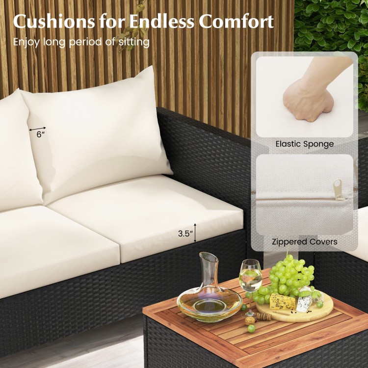 4 Pieces Outdoor Conversation Set with Storage Coffee Table