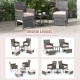 5 Pieces Patio Conversation Set with Soft Cushions and Ottomans
