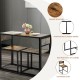 3 Pieces Dining Set Compact Table and 2 Chair with Metal Frame for Small Space