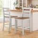 Set of 2 Counter Bar Stool with Inclined Backrest and Footrest