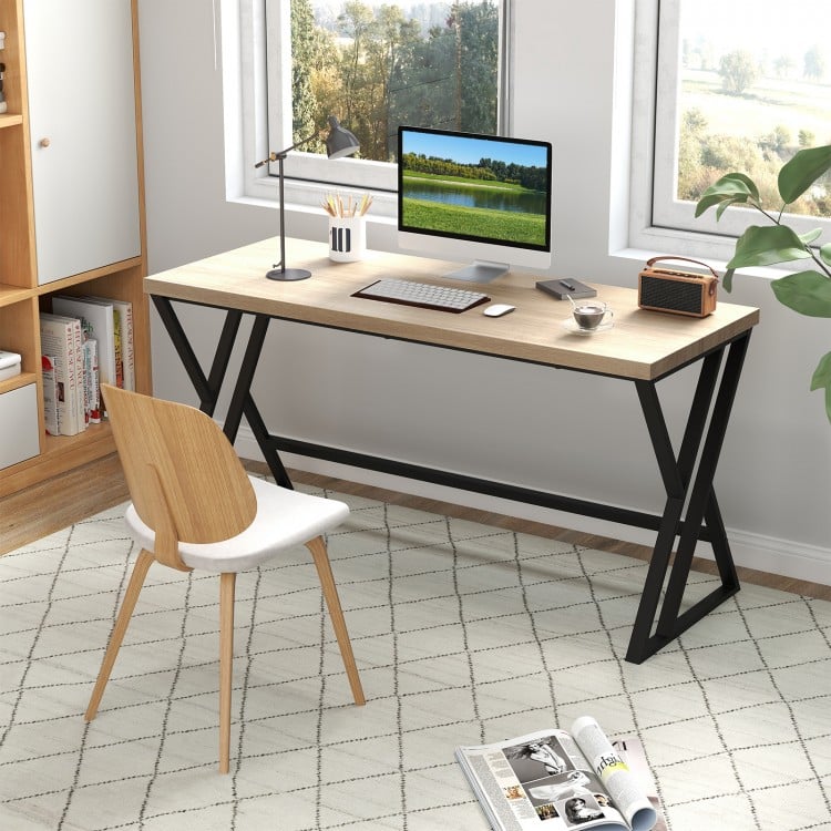 59 Inch Computer Desk with Heavy-duty Metal Frame and Crossbar