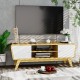 Sliding Door TV Stand with Adjustable Shelf for TVs up to 55 Inch