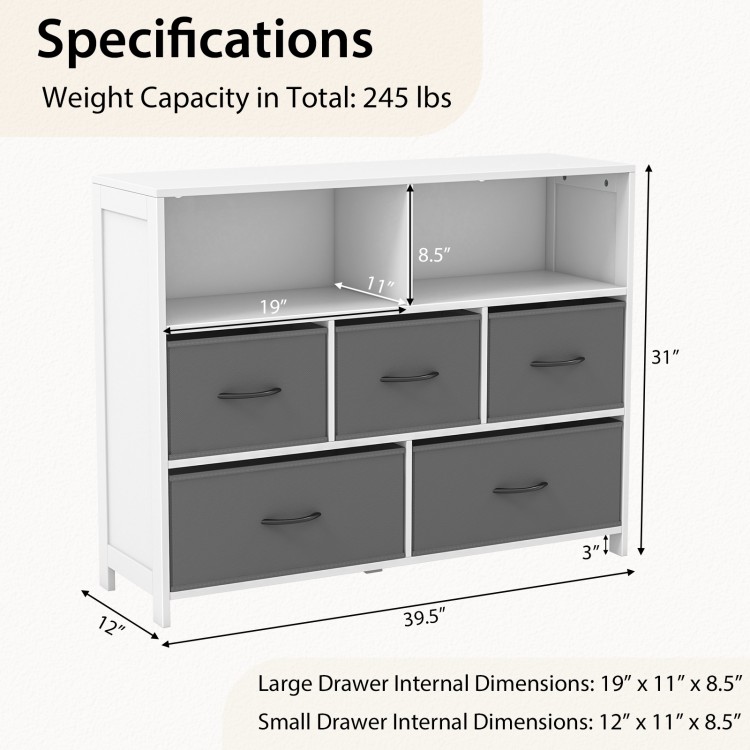 Fabric Dresser with 5 Drawers for Bedroom