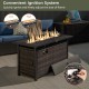 45 Inch Propane Rattan Firepit Table with Glass Stones and Protective Cover