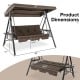 Convertible 3-Seat Patio Porch Swing Chair to Flat Bed with Adjustable Canopy