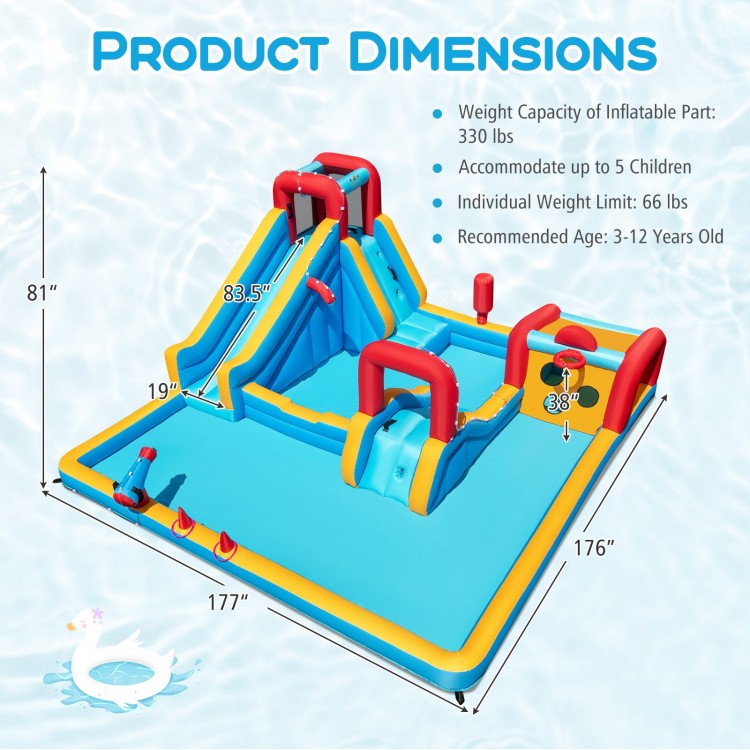 Inflatable Double Water Slide Park 9-in-1 Giant Bounce House 680W Blower Included