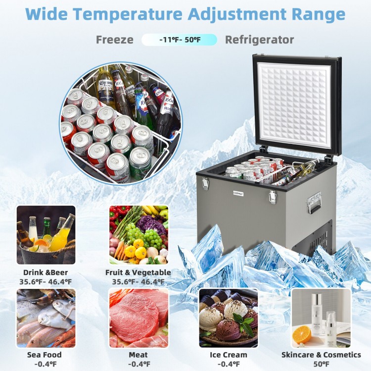 68 Quart Car Refrigerator with Compressor for DC 12/24V and AC 100-240V