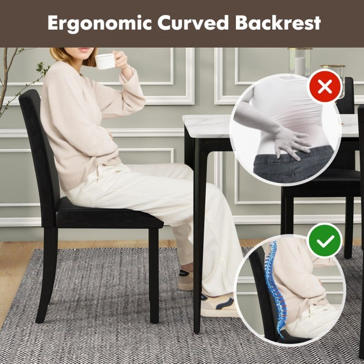 Dining Chair Set of 4 Upholstered Kitchen Dinette Chairs with Wood Frame