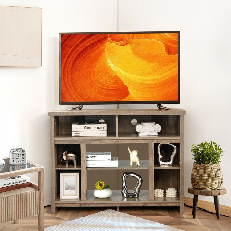Modern Corner TV Stand with Adjustable Shelves for TVs up to 48 Inch