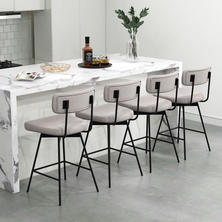 25 Inch 2 Pieces Modern Upholstered Bar Stools with Back and Footrests