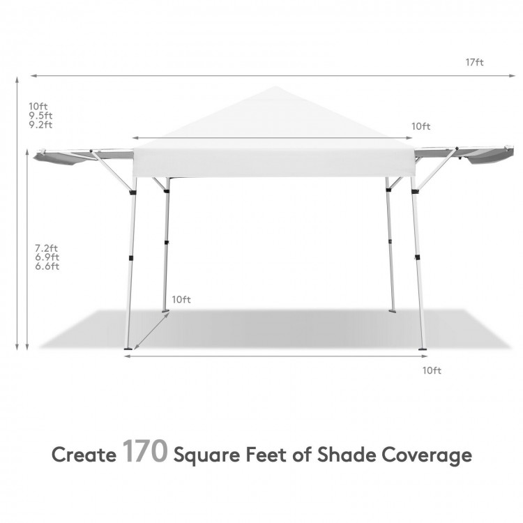 17 x 10 Feet Foldable Pop Up Canopy with Adjustable Dual Awnings