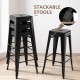 30 Inch Bar Stools Set of 4 with Square Seat and Handling Hole