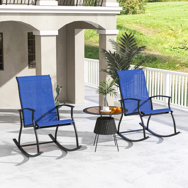 2 Pieces Outdoor Rocking Chairs with Breathable Backrest
