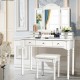 Makeup Dressing Table with Tri-Folding Mirror and Cushioned Stool for Women