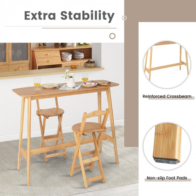 48 Inch Bamboo Bar Table High Top Console Dining Pub Table