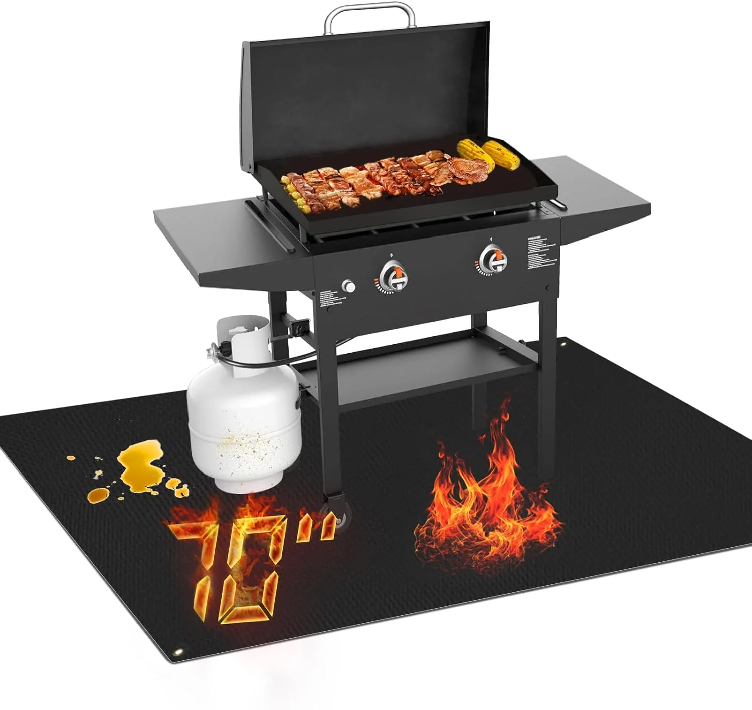 Blackstone Under Grill Mat 70′′x48′′ – Heat Resistant BBQ Protector for Griddles & Smokers
