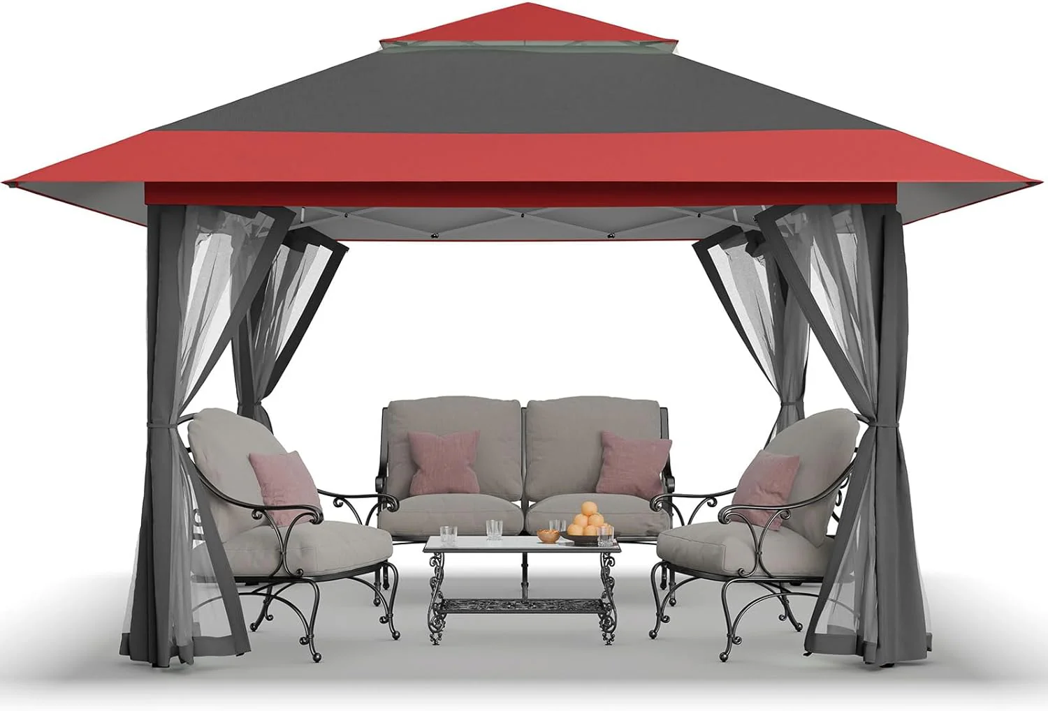 CROWN SHADES 13x13 Pop Up Gazebo, Canopy Tent, Gazebos on Clearance - Outdoor Gazebo for Backyard & Patio Furniture - Carpa Pop Up Tent with Wheeled STO-N-Go Cover Bag (White)