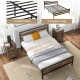 Full/Queen Industrial Bed Frame with Rustic Headboard and Footboard