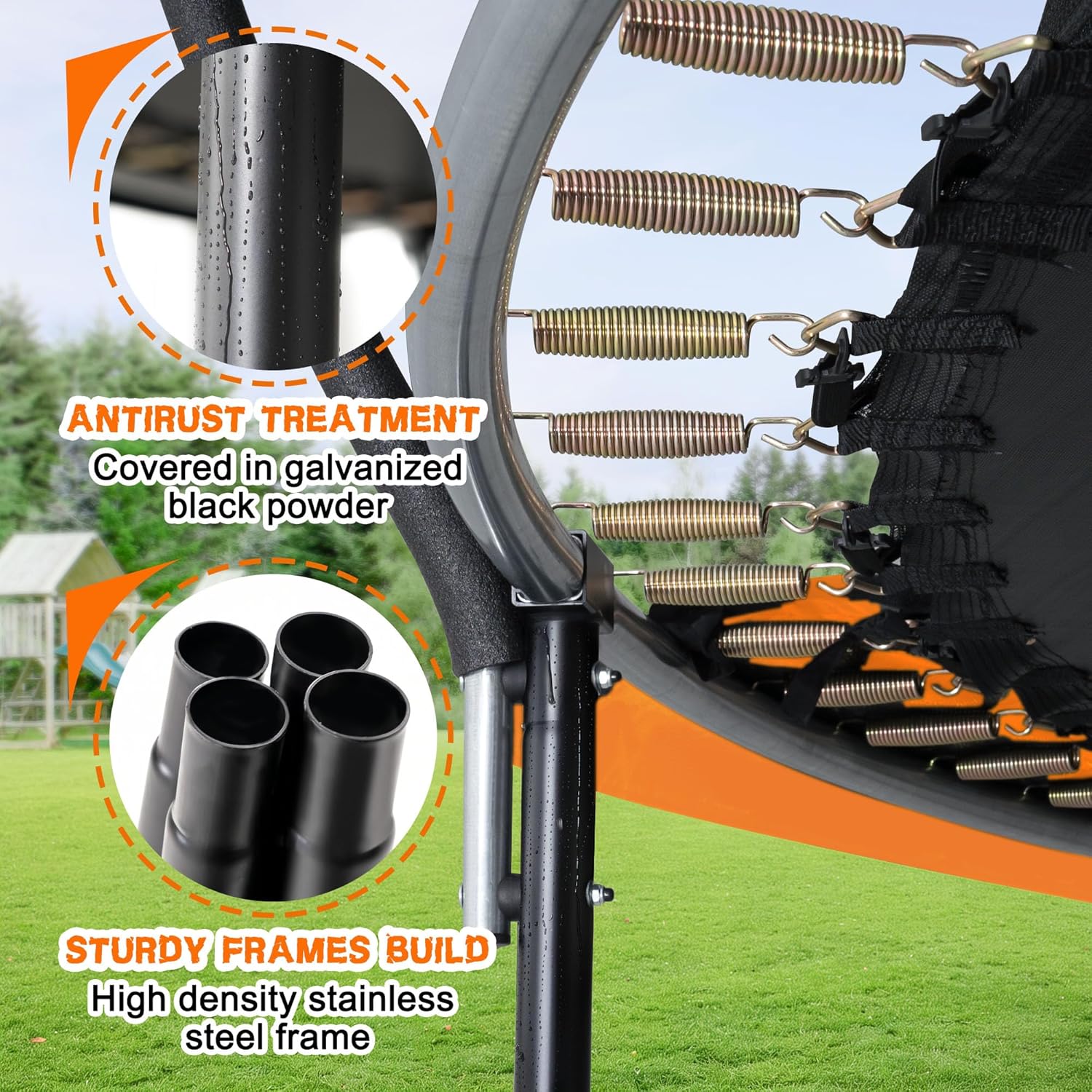 Trampoline 8FT 10FT 12FT 14FT 16FT, Recreational Trampolines with Enclosure Net and Ladder, Outdoor Anti-Rust Trampolines for Kids and Adults, ASTM Approved