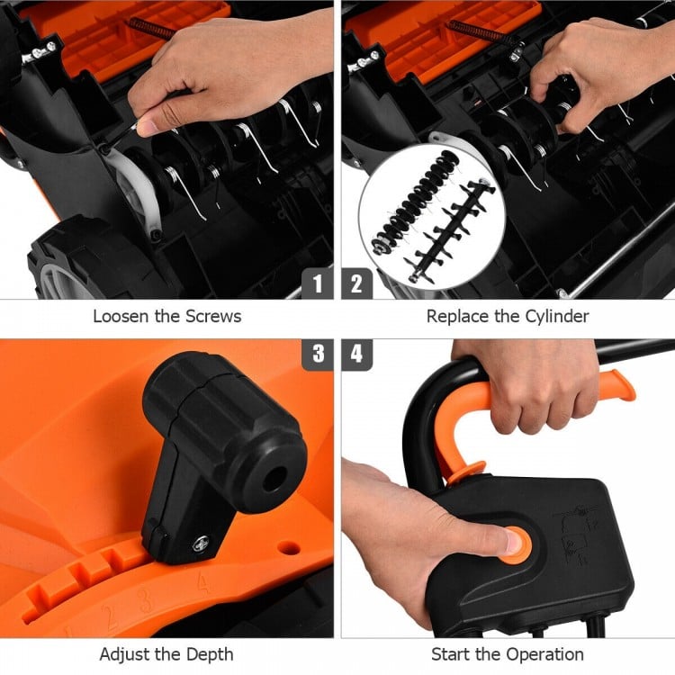 13 Inch 12 Amp Electric Scarifier with Collection Bag and Removable Blades