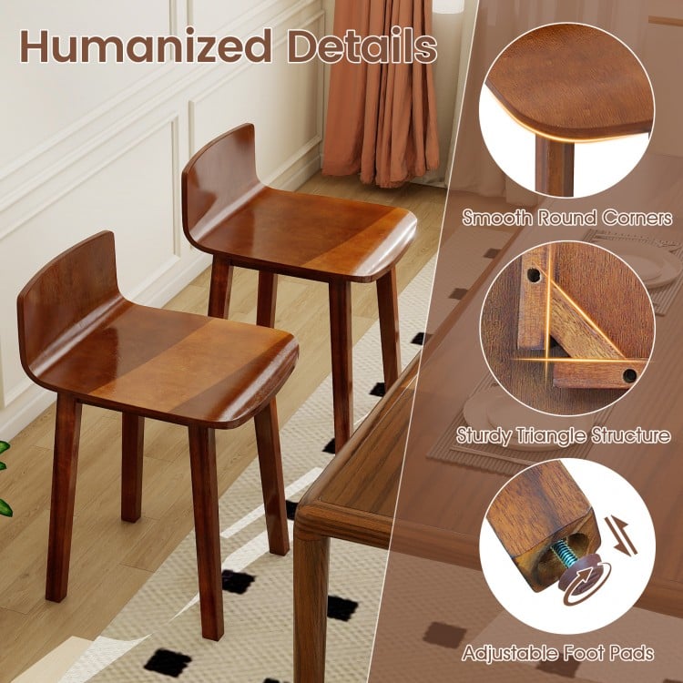 Wood Dining Chair Set of 2 Farmhouse Kitchen Dining Room Chairs Mid-Century Modern Armless Side Chairs