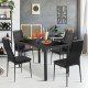 5 Pieces Kitchen Dining Set with Glass Metal Table and 4 Chairs Breakfast Furniture