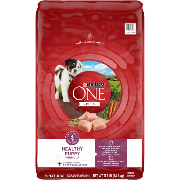 Purina ONE +Plus Healthy Puppy Dry Food, Natural Chicken, 31.1 lb Bag