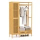 Bamboo Clothing Rack with Cabinet and Drawers and Hanging Rod
