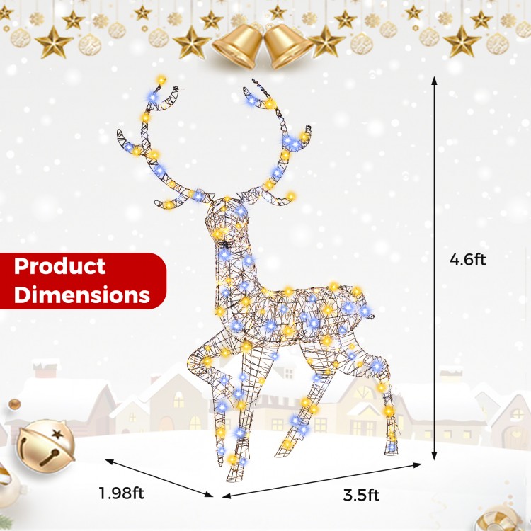 4.6 Feet Pre-Lit Christmas Reindeer with 170 Cold and Warm LED Lights