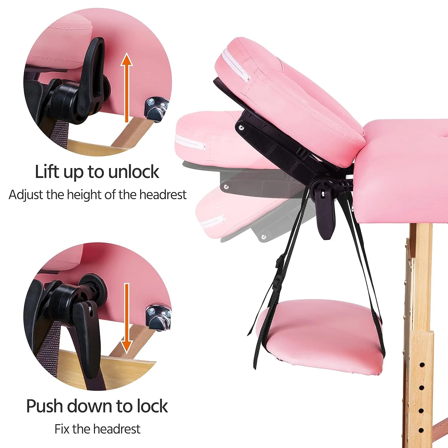 Yaheetech Massage Table Portable Lash Beds Spa Bed Massage Couch Foldable Spa Tables Adjustable 2 Fold with Non-Woven Bag 24 inch, Black