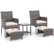 5 Pieces Patio Conversation Set with Soft Cushions and Ottomans