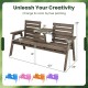 Outdoor Fir Wood Bench with Foldable Middle Table