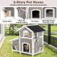 Outdoor 2-Story Wooden Feral Cat House with Escape Door