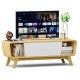 Sliding Door TV Stand with Adjustable Shelf for TVs up to 55 Inch