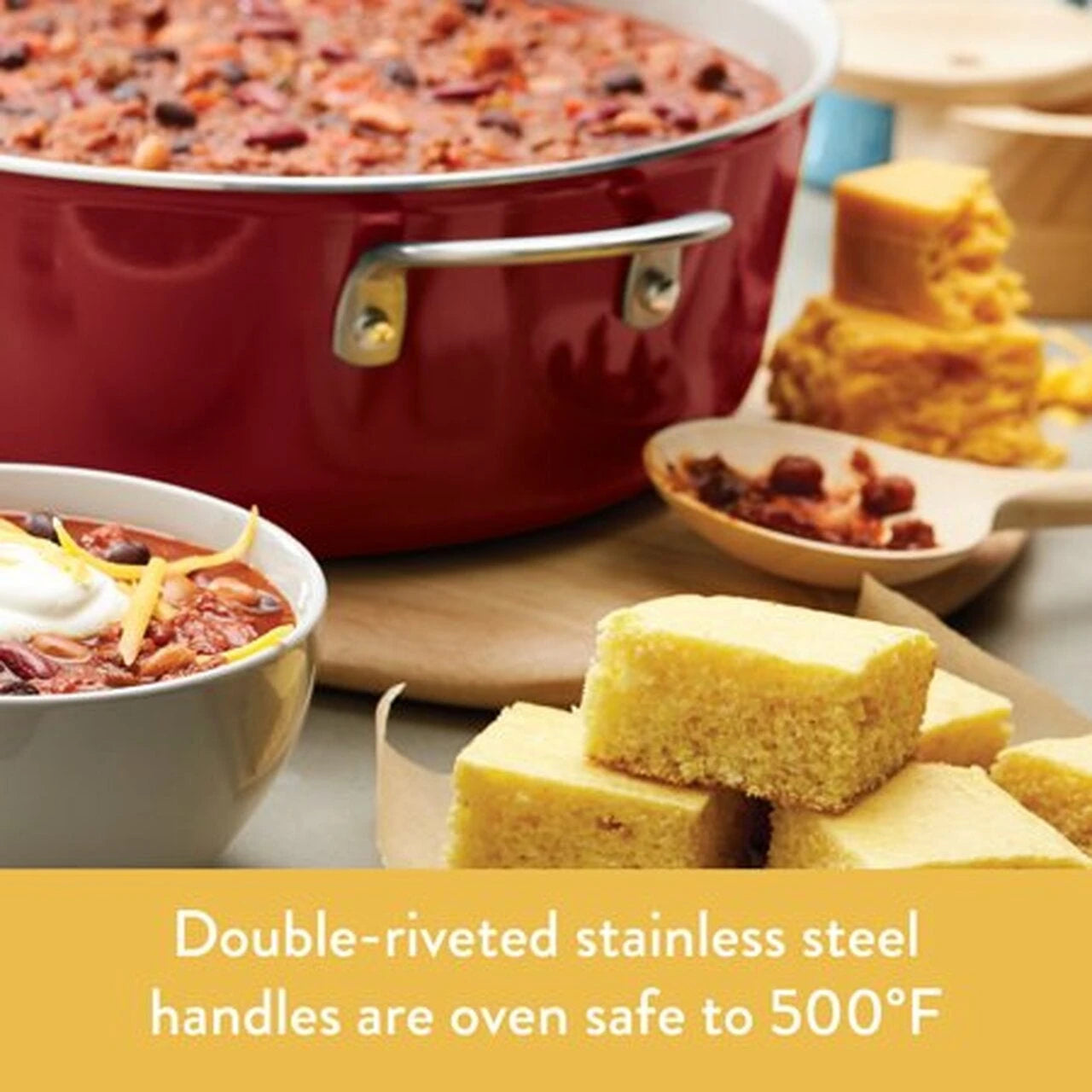 Ayesha Curry 10-Piece Porcelain Enamel Nonstick Pots and Pans Set/Cookware Set, Sienna Red