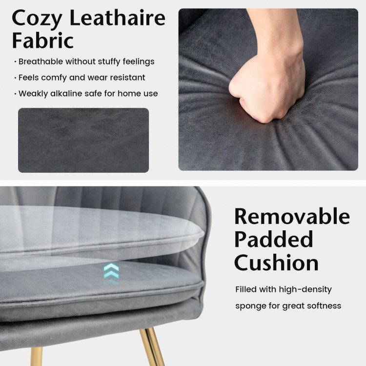 Set of 2 Modern Accent Chair with Removable Cushion and Metal Frame