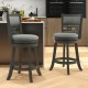 Counter Height Bar Chair with Wooden Frame Swivel Seat and Footrest for Pub Bar Restaurant