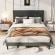 Queen Size Upholstered Bed Frame Linen Platform Bed