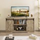 Sliding Barn Door TV Stand with Adjustable Shelves and Storage Cabinet