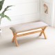 Upholstered Entryway Bench Rubber Wood Bench with Thick Padded Seat