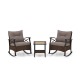 3 Pieces Outdoor Rattan Rocking Chairs Set with  2-Tier Side Table for Garden Backyard