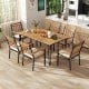 63/86.5 Inch Rectangular Outdoor Dining Table with Acacia Wood Tabletop and Umbrella Hole
