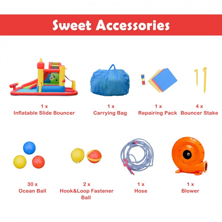 Inflatable Blow Up Water Slide Bounce House with 740W Blower