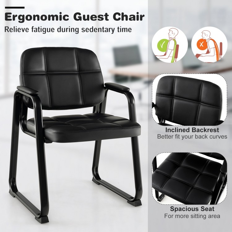 Set of 4 Upholstered Waiting Room Chair with Armrest and Ergonomic Backrest
